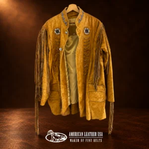 Men's Beaded & Fringe Leather Jacket