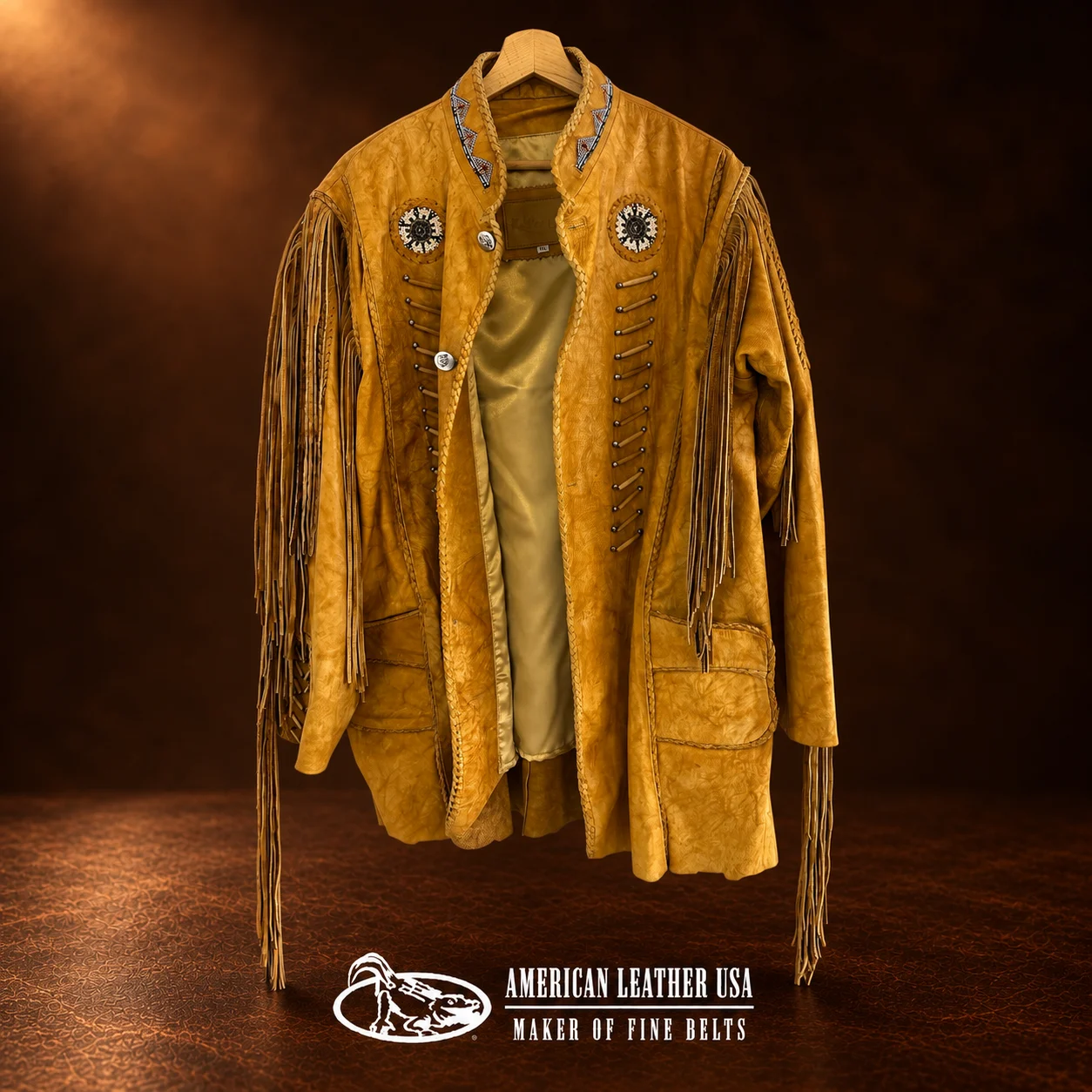 Men's Beaded & Fringe Leather Jacket