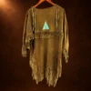 Native American Beaded & Fringe Suede Dress — detail view 2