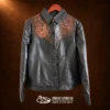 Men's Carved Black Leather Jacket