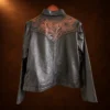 Men's Carved Black Leather Jacket — detail view 2