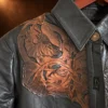 Men's Carved Black Leather Jacket — detail view 3