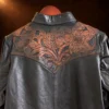 Men's Carved Black Leather Jacket — detail view 4