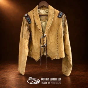 Women's Fringed & Beaded Leather Short Jacket