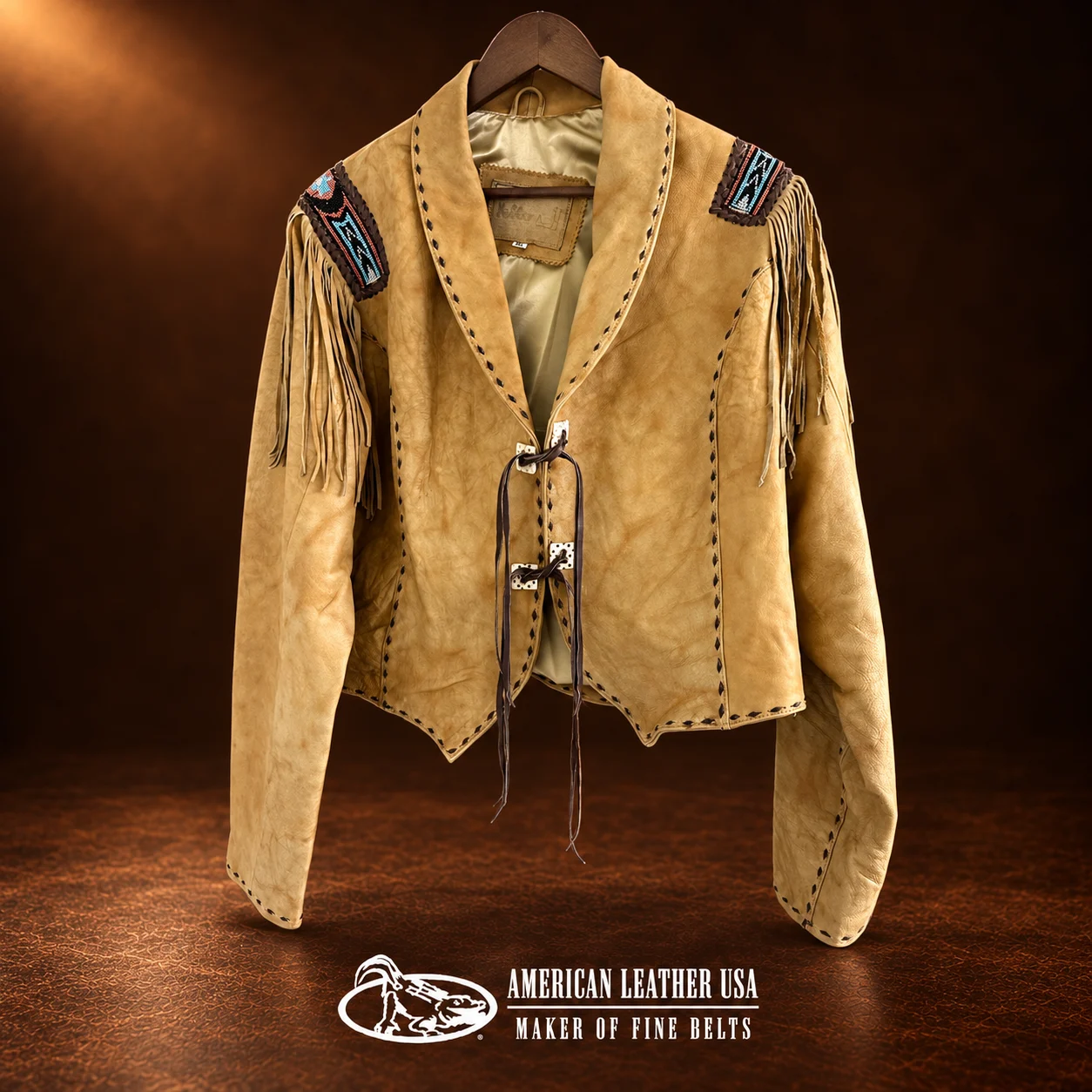 Women's Fringed & Beaded Leather Short Jacket