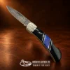 Jet & Lapis Damascus Blade Lockback Folding Pocket Knife