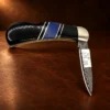 Jet & Lapis Damascus Blade Lockback Folding Pocket Knife — detail view 4