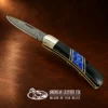 Jet & Lapis Damascus Blade Lockback Folding Pocket Knife