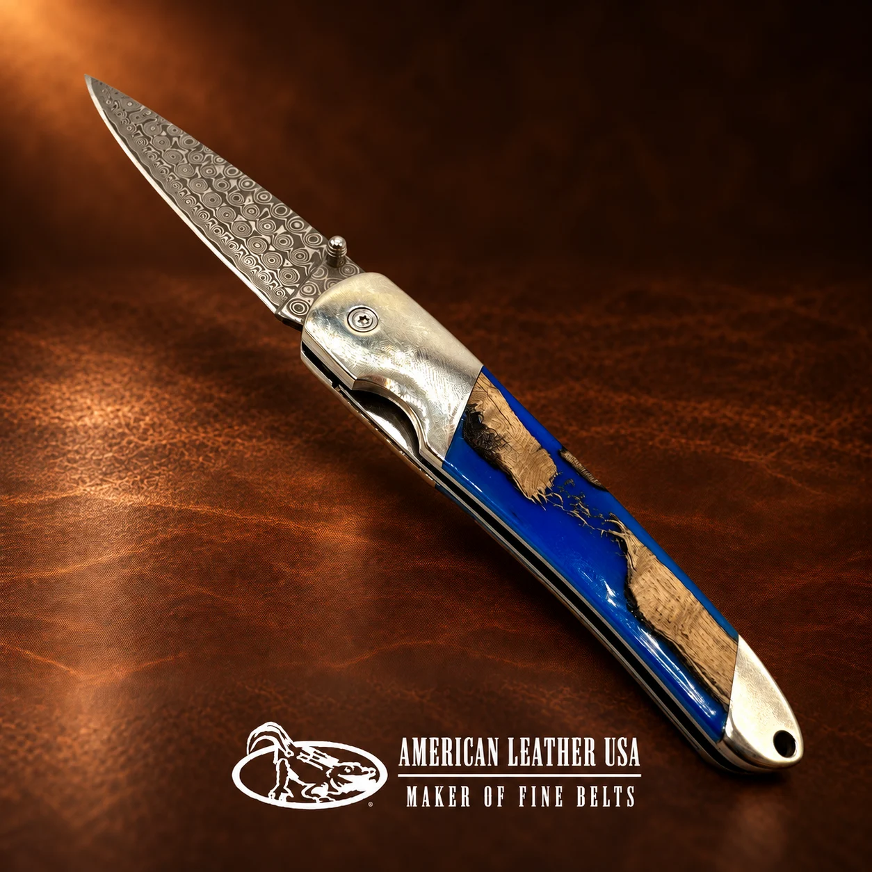 Natural Stabilized Cholla Cactus Damascus Blade Liner Lock Folding Pocket Knife