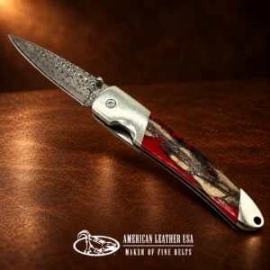 Natural Stabilized Cholla Cactus Damascus Blade Liner Lock Folding Pocket Knife