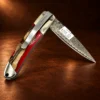 Natural Stabilized Cholla Cactus Damascus Blade Liner Lock Folding Pocket Knife — detail view 4