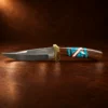 Doris Yazzie Navajo Multi-Stone Inlaid Knife w/ Sheath — detail view 2