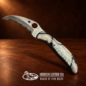 SPYDERCO Folding Locking Pocket Knife w MOP & Agate Handle