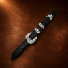TSF Sterling Silver & Multi Stone Inlay Ranger Design Belt Buckle Set — detail view 2