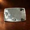 TSF Sterling Silver, Royston Turquoise, & Jet Inlay Belt Buckle — detail view 4
