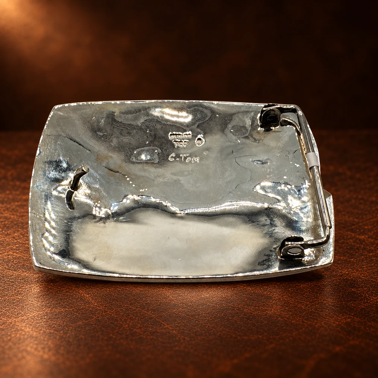 TSF Sterling Silver Overlay & Multi-Stone Micro Inlay Belt Buckle — detail view 4