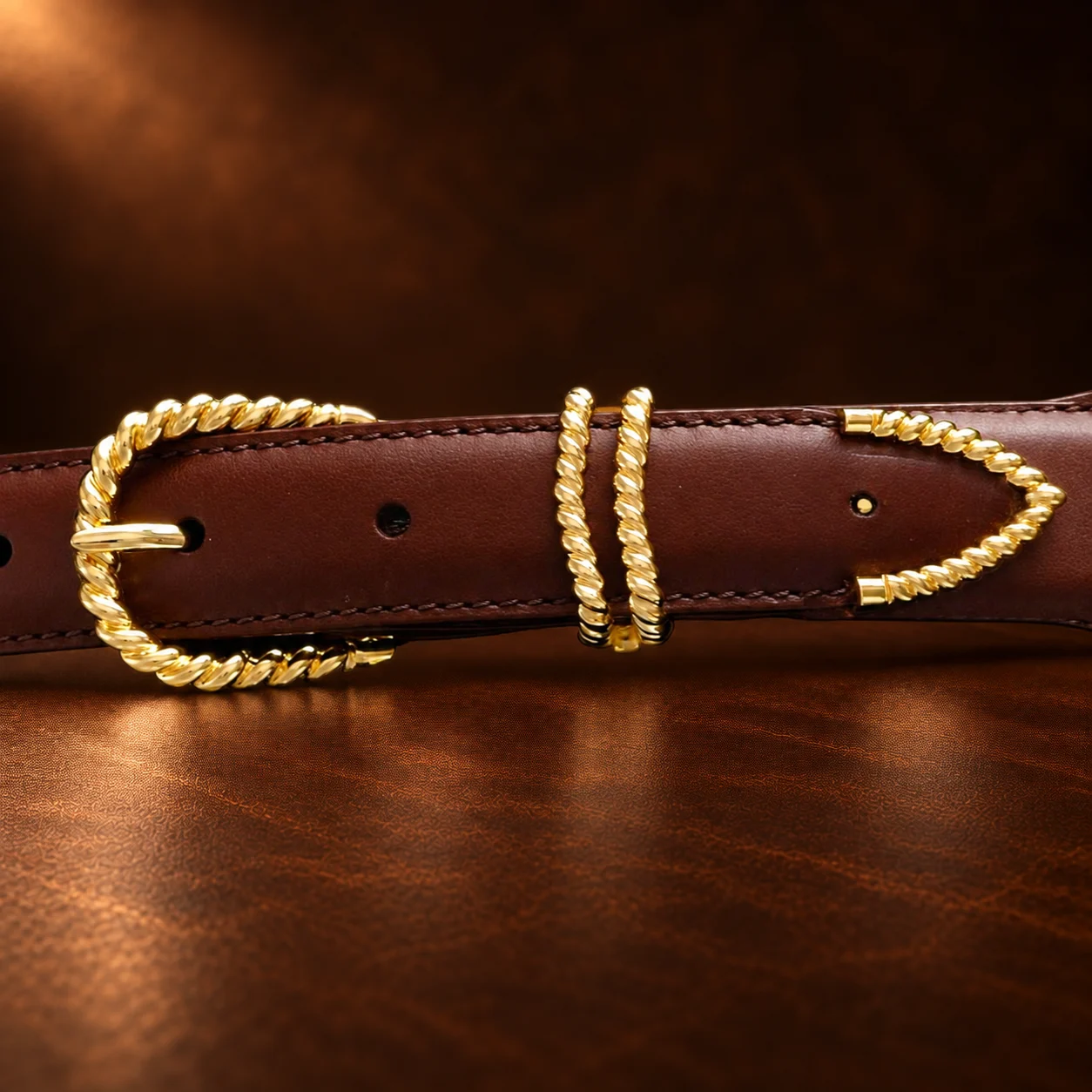 Alexander Kalifano ‘Twisted Rope’ 4pc. 14K Gold Plated Ranger Buckle Set — detail view 3