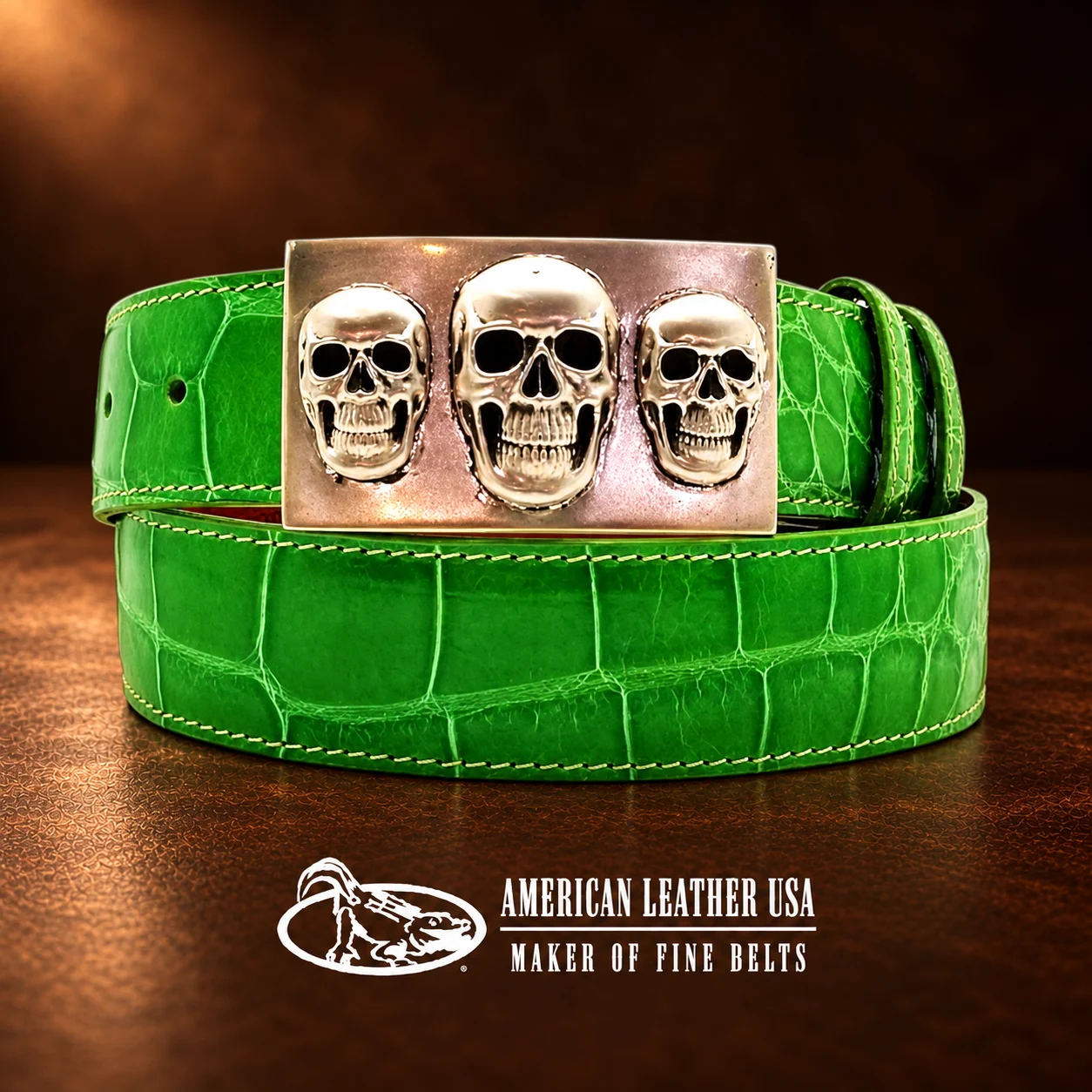 Alexander Kalifano ‘The Triple Skull’ Sterling Silver Belt Buckle